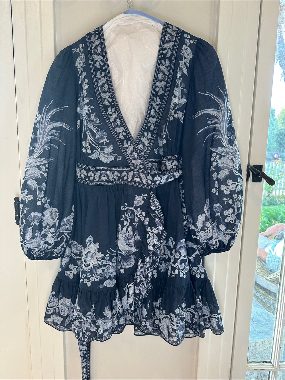 ZIMMERMAN Aliane Floral-Print Cotton Wrap Dress (Sz 0P) - Picture 5 of 7